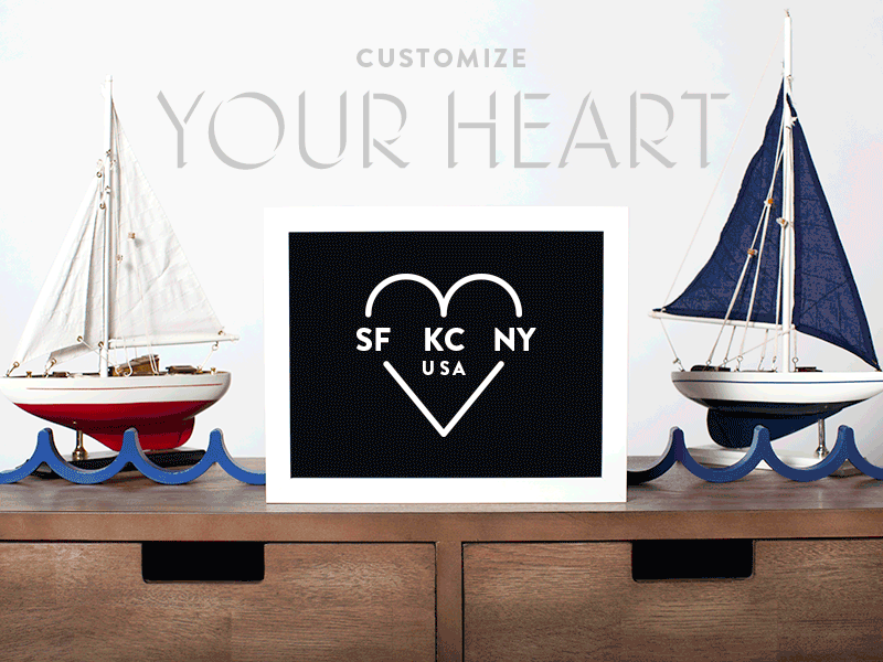Your Heart cities city city pride heart local local pride print sailboat sailing usa your heart