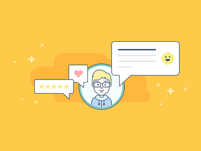 Customer Reviews Illustration aftership avatar comment customer icon illustration page review smiley speak ui vector