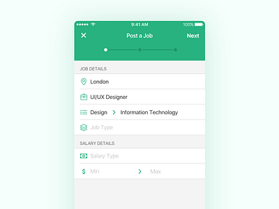 iOS Job Posting Form android app flat form icon ios iphone mobile ui ux work