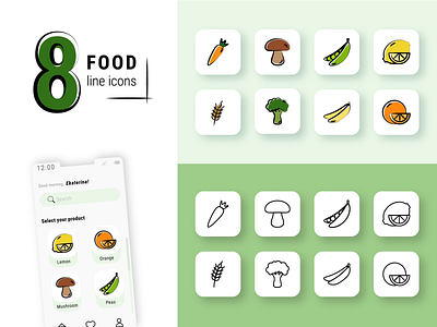 Food line icons