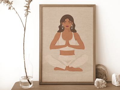 Woman in a lotus position. Vector illustration.