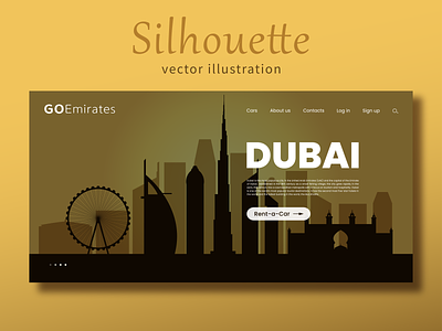 Silhouette of Dubai for car rental website, vector illustration