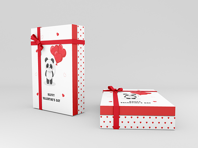 Illustrations set for gift box for Valentine's Day adobe illustrator branding congratulation cute animal cute panda funny gift box heart holiday love panda pattern red template valentines day vector wrapping paper