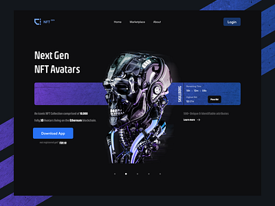 NFT Landing Page - Dark Version (NFT GEN) blockchain crypto cryptocurrency dark mode design landing landing page nft nft app nft collection nft market nft marketplace nft web ui uiinspirations uiuxdesign uiuxsupply ux website