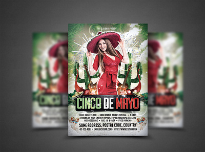 Cinco de Mayo Flyer Template 5th america background banner cactus card carnival celebration cinco colorful culture de decoration design entertainment feliz festival festive fiesta