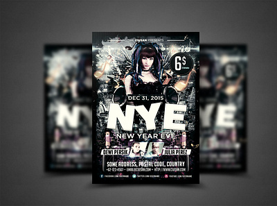New Year Eve Flyer Template 2019 2020 abstract background ball banner brochure card celebrate celebration christmas confetti cover creative dance december decoration design eve
