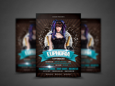 Euphoria Flyer Template 3d abstract background banner card celebration club concept concert cover dark decoration design digital disco dj effect electronic