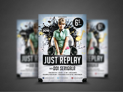 Just Replay Flyer Template 3d 3d render abstract abstraction art backdrop background banner black blog blog icon bright colorful concept creative decor decoration design digital