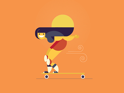 longboarding illustration skateboarding skater skating vector