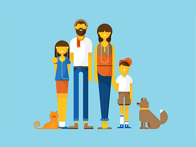 Family character characters dad family kids mom portrait vector