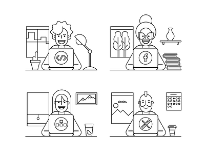 office peeps character design laptop people