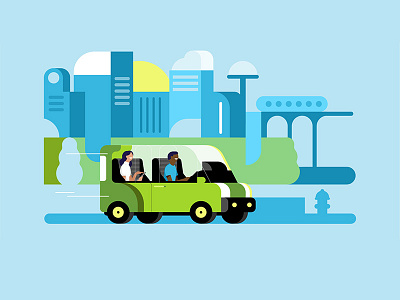Style frame car city driving explainer future google self transport video