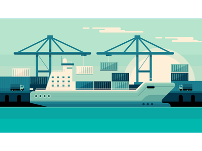 container ship concept conceptual editorial magazine vector