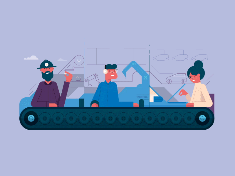 Assembly line animated animation fun gif loop surfing