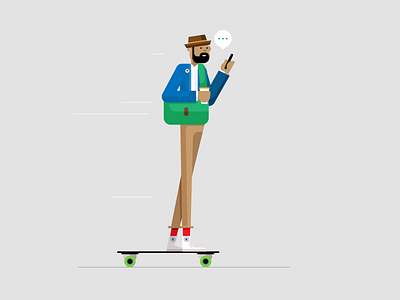 Commute characterdesign characters coffee cool hipster office people skate skateboard skater