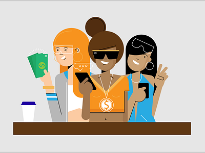 Girl Gang branding characters illustration people style vector website