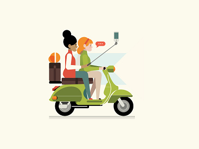 vespa characters illustration people retro style styletest vector