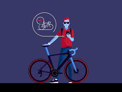 cyclist character characters design editorial illustration people retro style styletest vector workforce