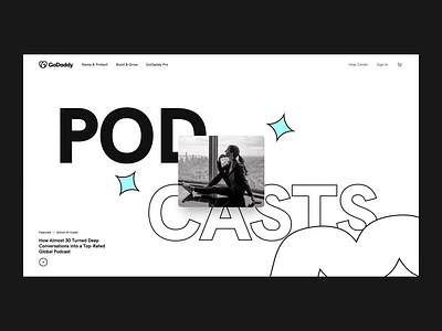 GoDaddy Podcast animation design illustration interactive motion podcast type ui website