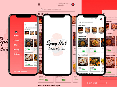 Spicy Hub(Food deliver) - Mobile app Design