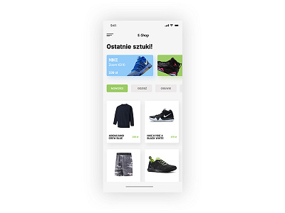 sport shop — app clean e commerce mobile shop simple ui