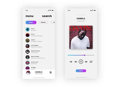 music — app clean iphone x mobile music player ui
