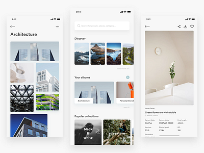 Unsplash ― Concept App album clean design discover mobile photo stock ui unsplash