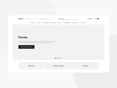 Kurek ➞ e-commerce website wireframe