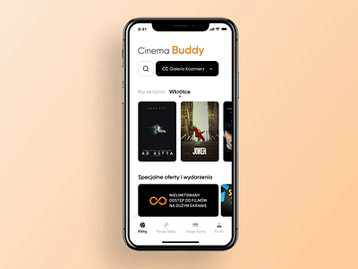Cinema Buddy - Your Tickets & Cards animation app cards cinema film maise minimal mobile app modern motion movie movie theather theather tickets ui ux