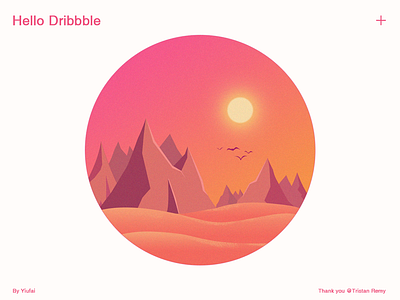Hello Dribbble dribbble first illustration shot sunset