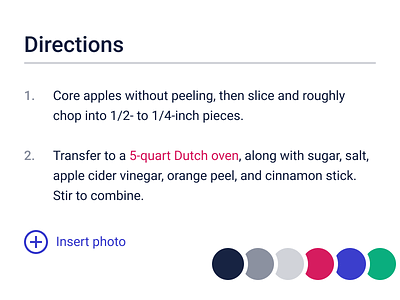 Recipe Instructions color color palette layout recipe swatches typography