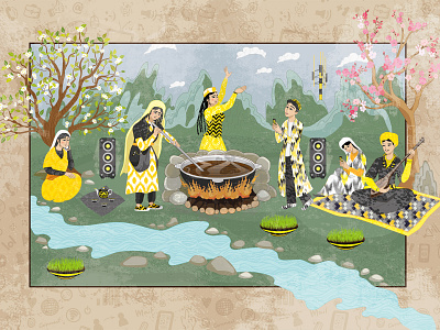 Navruz Celebration (press wall) art beeline central asia dance design illustraion miniature nature navruz nowruz press wall uzbekistan