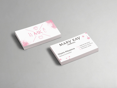 Mary Kay business card beauty business card cosmetic makeup mary kay pink watercolor
