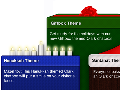 Olark Holiday Themes christmas gift hanukkah holidays olark ui