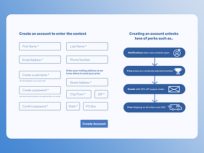 Contest sign-up page