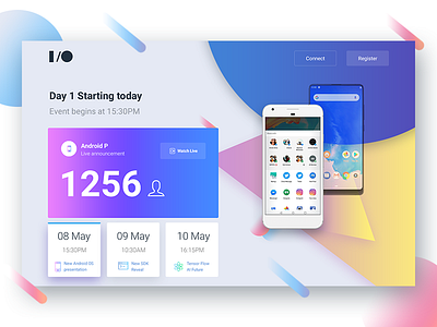 Header design exploration android google header io light ui webdesign