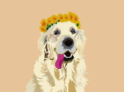 Half body dog illustration vector