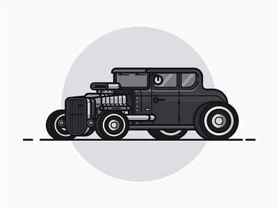 Hot Rod black car hot rod illustration lineart vector vehicle