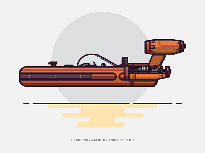 Luke Skywalker Landspeeder bike illustration lineart outline speeder star wars vector vehicle