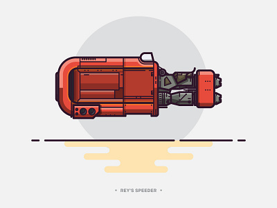 Rey's Speeder bike illustration lineart outline speeder star wars vector vehicle