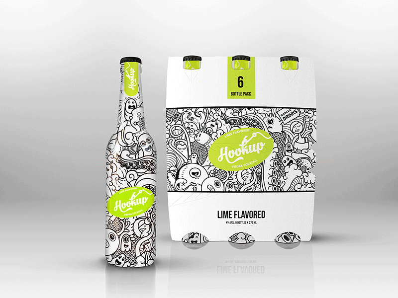 Hookup Packaging alcoholic cocktails alcoholic drinks design alcoholic drinks packaging clubbing culture cocktail logo doodle art hookup packaging design psychedelic doodling