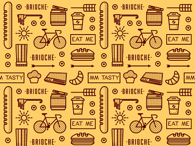 Brioche Pattern bakery boulangerie braind branding brioche croissant icons logo design pattern pattern design