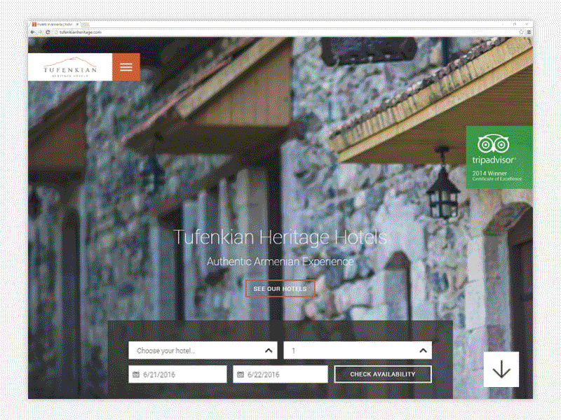 Tufenkian Heritage Hotels Website gif heritage hotel hotel collection hotel website web design website design