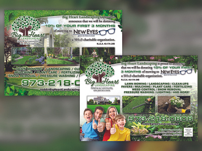 Big Heart Landscaping Postcard Design graphic design postcard print design