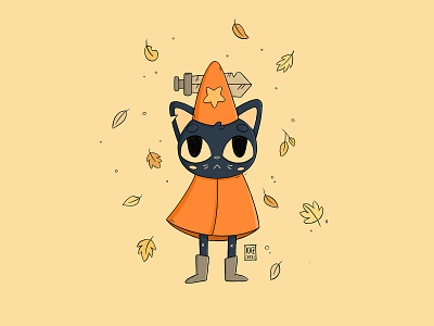 Mae in May 🍂🍁 autumn autumn leaves cat cosplay costume fall fanart halloween illustration mae nintendo nintendoswitch sword videogame witch
