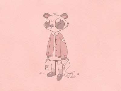 Over It // Panda Schoolgirl animal drawing cartoon character design children book illustration fashion design halftone illustration illustration art japanese school girl japnese kawaii kazmology panda bear procreate sketch sketchbook