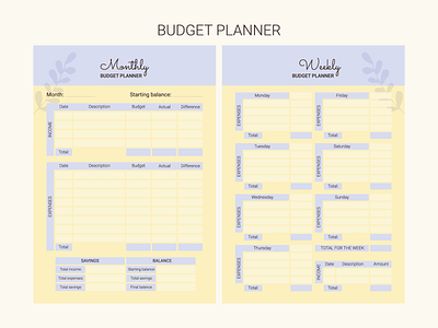 Monthly and Weekly Budget Planner pad