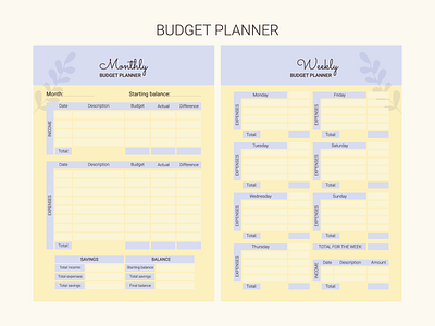 Monthly and Weekly Budget Planner