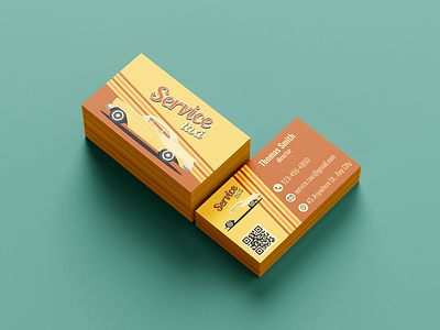 Business Card Design for Service Taxi 1960s 1970s branding business car card design information logo long standing old orange retro service sideway strips taxi template vintage yellow