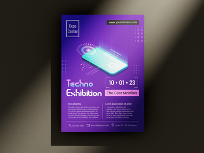 Flyer for Technology Exhibition advertising code data electronics exhibition flyer futuristic graphic design intelligence it latest man made mobile modern phone programming progress smartphone technologies technology